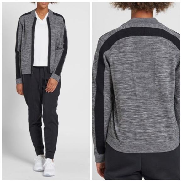 Nike‎ Women’s Tech Knit Bomber Jacket Size Large In Heathered Grey - Picture 1 of 6